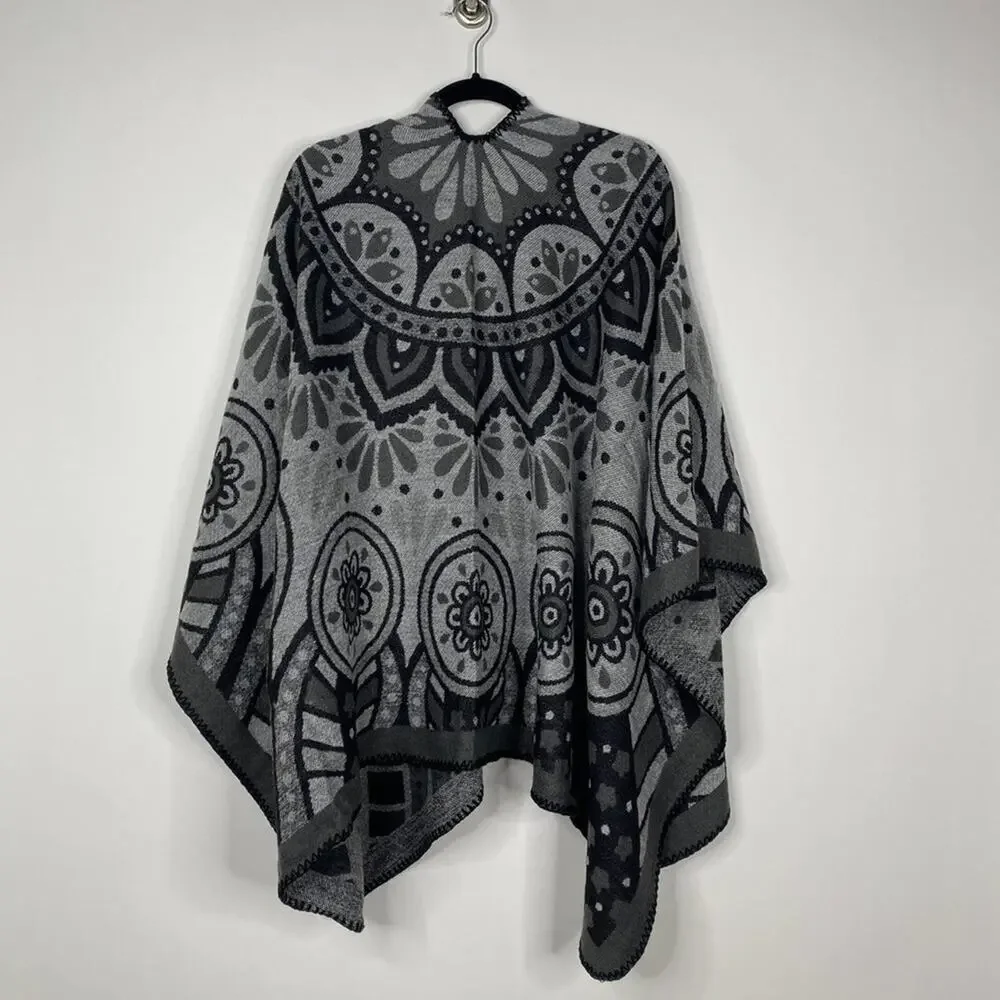 2/$30 NEW Boho Southwest Ruana Oversized Open Wrap Poncho Blanket Scarf